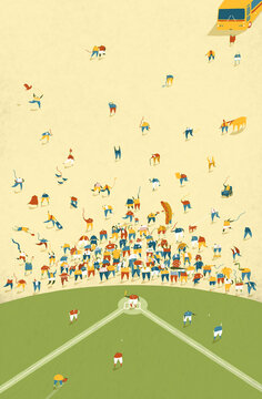 Illustration of Baseball Crowd Watching Game