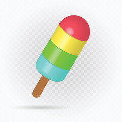 Ice cream rainbow realistic with highlight, clip art ice cream vector.