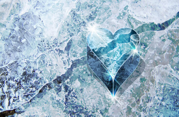 Ice Poker hearts card, xmas background, vector illustration