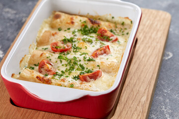 tasty lasagna in the bowl