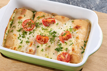 tasty lasagna in the bowl