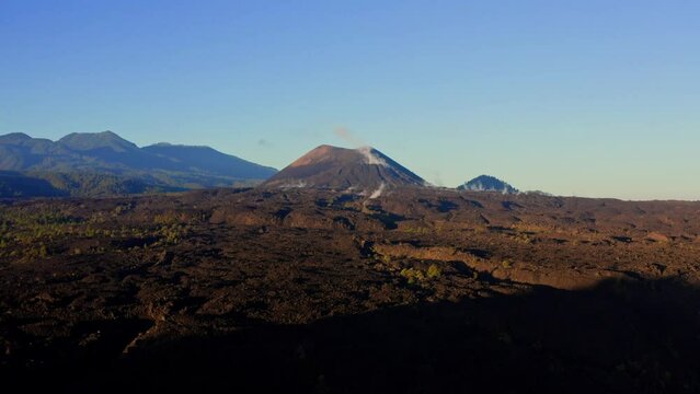 DRONE SHOT: PARICUTIN VOLCANO WITH DRY LAVA IN MICHOACAN