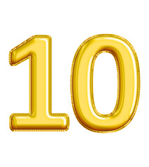 Realistic "10" Isolated Balloon Text Effect. You can use this asset for content like as Birthday, Party, Anniversary, Education, Carnival, Celebrate, Wedding, Valentine, Christmas, Happy New Year etc.