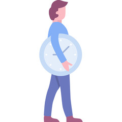 Vector man holding clock time management icon