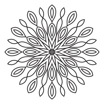 Easy mandala, basic and simple mandalas coloring book for adults, seniors, and beginner. Mandalas flower coloring page on white background.