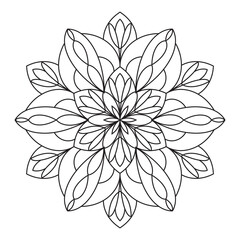 Easy mandala, basic and simple mandalas coloring book for adults, seniors, and beginner. Mandalas flower coloring page on white background.