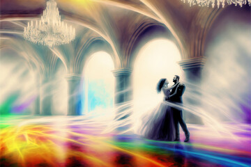 Couple's dance, first dance, magical ballroom.