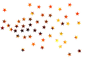 confetti in the form of stars made of metal foil, isolated