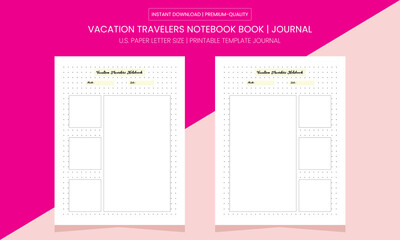 Vacation Travelers Notebook | Vacation Travelers Diary Journal | Road Trip Journal | Notebook Printable Template