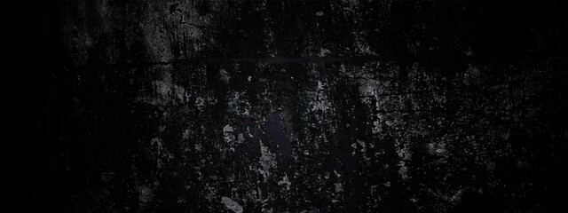 Dark black stone and concrete grunge wall textured background. Panorama dark grey black slate background and texture. wall texture background.