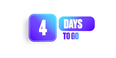 Four days to go countdown blue horizontal banner design template isolated on white background. 4 days to go sale announcement modern blue banner, label, sticker, icon, poster and flyer.