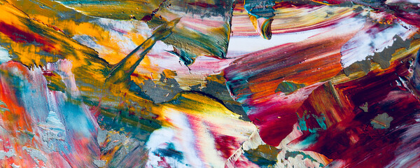 Naklejka premium Color texture. Hand drawn oil painting on canvas. Abstract art background. Modern, contemporary art. Colorful canvas. Wall decor background 
