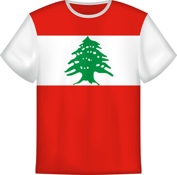 T-shirt design with flag of Lebanon.