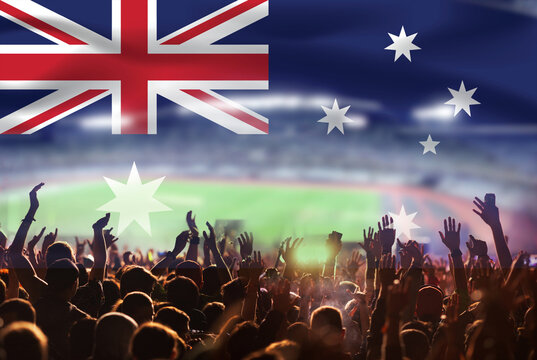 soccer background football supporters and Australia flag
