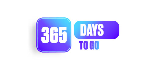 365 days to go countdown blue modern horizontal banner design template isolated on white background. 365 days to go sale announcement blue stylish banner, label, sticker, icon, poster and flyer.