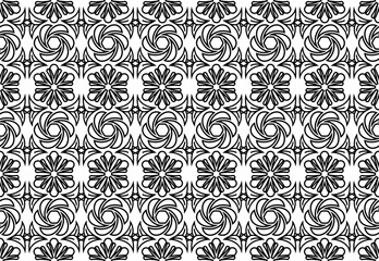 Black and white oriental pattern. Seamless repeating floral elements, background with Arabic ornament. 