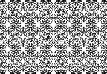 Black and white oriental pattern. Seamless repeating floral elements, background with Arabic ornament. 