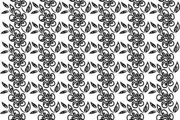 Black and white oriental pattern. Seamless repeating floral elements, background with Arabic ornament. 