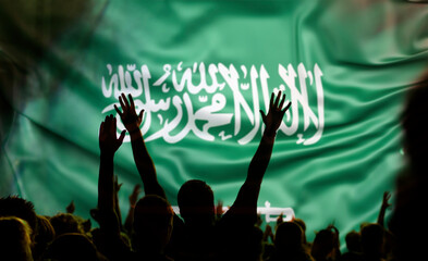 soccer background football supporters and Saudi Arabia flag