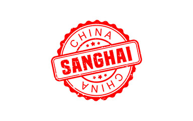 SANGHAI CHINA stamp rubber with grunge style on white background