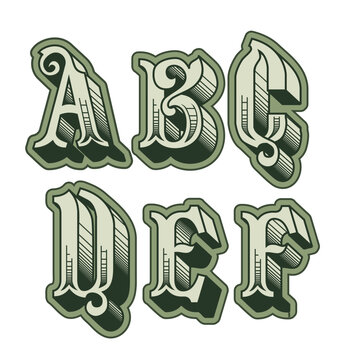 Vector decorative original alphabet letters english font