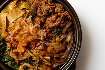 Spicy Hot Pot on white background