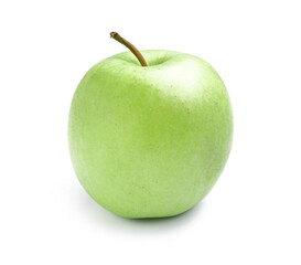 Ripe green apple on white background