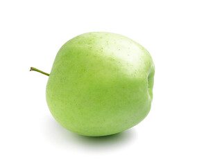 Ripe green apple on white background
