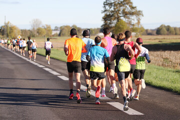 Groupe de coureurs, course à pied, running, marathon