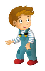 cartoon scene with happy kid boy isolated illustration for children