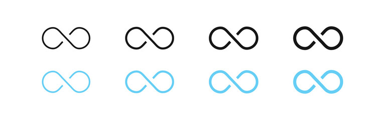Infinity icon. Endless sign. Loop symbol. Black and blue color. Vector sign.