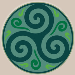 Nœud celtique et cercle du Triskel - Symbole celtique - Trinité - Géométrie sacrée - Énergie Couleurs vertes