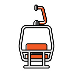 elevated passenger ropeway vector color omission icon design, Winter Season Element symbol, Snowboarding Equipment Sign, extreme sports stock illustration, Chairlift Concept