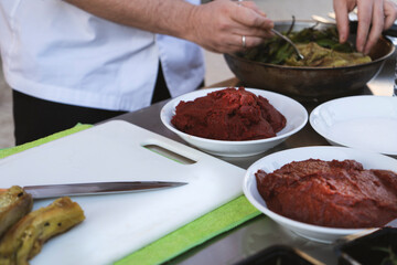 Preparation of chili eggplant mezze