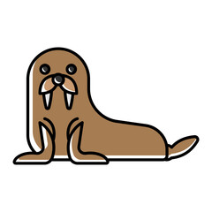 Elephant seals vector color omission icon design, Winter Season Element symbol, Snowboarding Equipment Sign, extreme sports stock illustration, Walrus or earless seal Concept