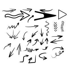 Set of black thin isolated arrows. Arrow vector. Arrow hand. Arrow draw.