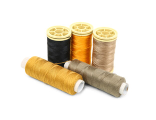 Different thread spools isolated on white background