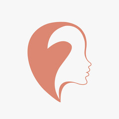 Beauty salon, skin care studio logo.Woman face.Cosmetics and spa icon isolated on light fund.Cute young lady portrait.Beautiful model.Luxury,glamour style logo.