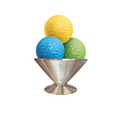 glace, 3 boules, coupe, sorbet, frais, dessert, sucré, crème glacée, délicieux, parfum, pistache, curaçao, fruit de la passion