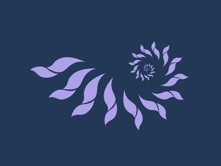 Spiral, swirl, shell logo.Twirl symbol isolated on dark fund.Fractal art icon.Structural design elements.Decorative, sacred geometry sign concept.Artistic style vector illustration.