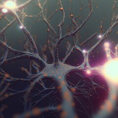 Illustration about neurons. Made by AI.