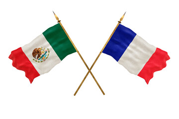 Background for designers. National Day. 3D model National flags  of People's Republic of Mexico and France