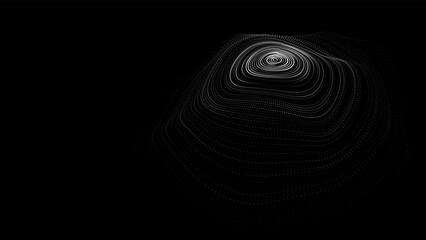 Vector futuristic dark background. The wave effect of a web of white dots. Big data. Illustration of technologies and artificial intelligence. The effect of particle oscillation.