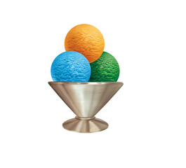 glace, 3 boules, coupe, sorbet, frais, dessert, sucré, crème glacée, délicieux, parfum, menthe,  curaçao, orange