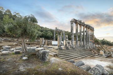 The Temple of Zeus Lepsinos at Euromos Ruins in Milas, Mugla, Turkey