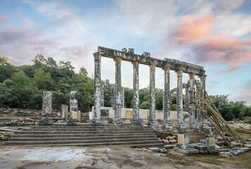 The Temple of Zeus Lepsinos at Euromos Ruins in Milas, Mugla, Turkey