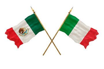 Background for designers. National Day. 3D model National flags  of People's Republic of Mexico and Italy