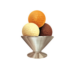 glace, 3 boules, coupe, sorbet, frais, dessert, sucré, crème glacée, délicieux, parfum, orange, chocolat, vanille