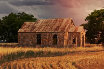 Rustic old abandoned church in rural NSW Australia