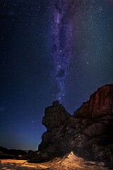 Fototapeta na wymiar Queen Victoria Rock under a sky full of stars